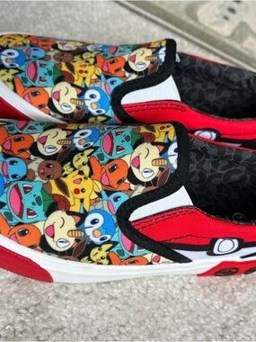 Pokemon Red Multi-Character Slip-On Sneakers